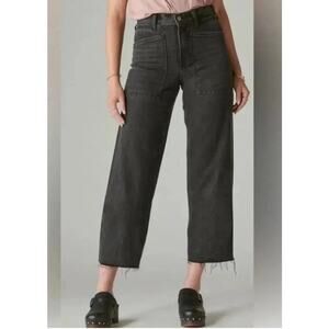 Lucky Legend Stripe Patch Pocket Wide Leg Crop